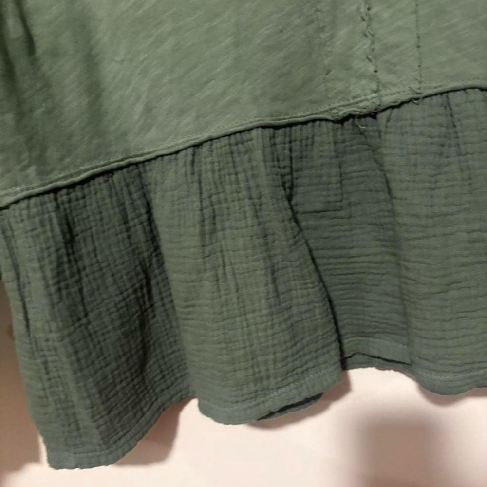 Granola girl boho‎ loose fit cute green 100% Cotton comfy top small - Picture 2 of 8